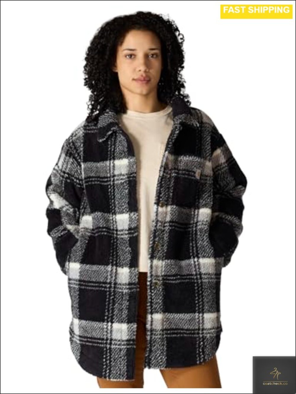 Loose Fit Fleece Coat Button Down Chest Pocket